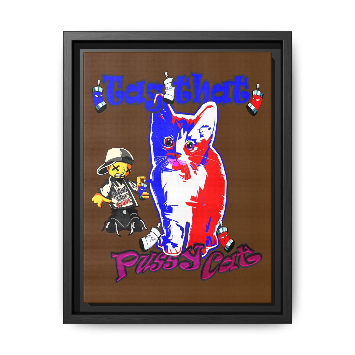 tag that - framed canvas art (brown)
