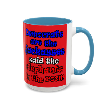 donkeys and elephants - Accent Mug (red)