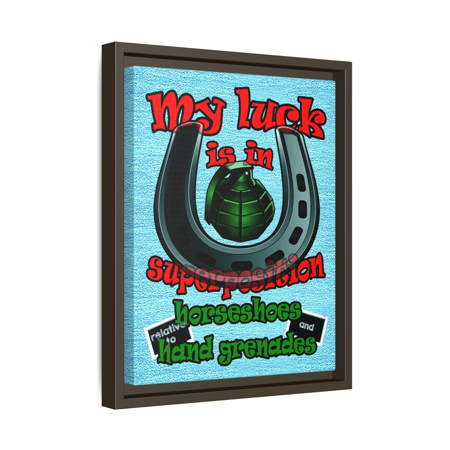 my luck - framed canvas art (faded blue)