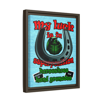 my luck - framed canvas art (faded blue)
