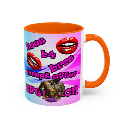 hoes b4 bros - Accent Mug (light blue-pink wave)