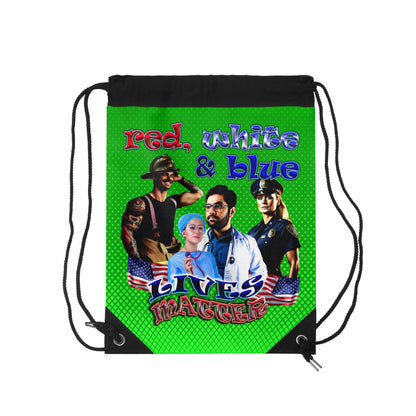 rw&b lives matter - Drawstring Bag (logo green)