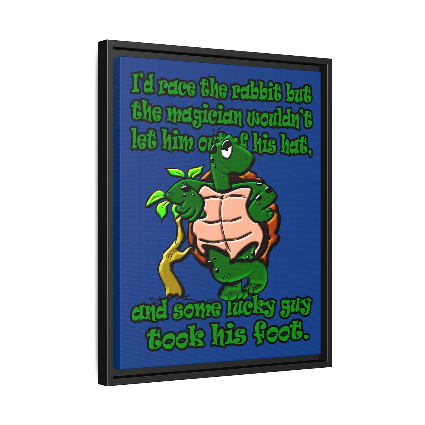 turtle race - framed canvas art (dark blue)