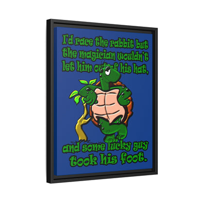 turtle race - framed canvas art (dark blue)