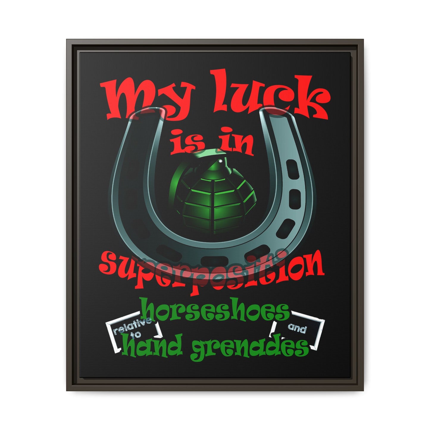 my luck - framed canvas art (black)