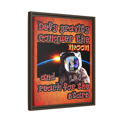 defy conquer reach - framed canvas art (burnt orange)