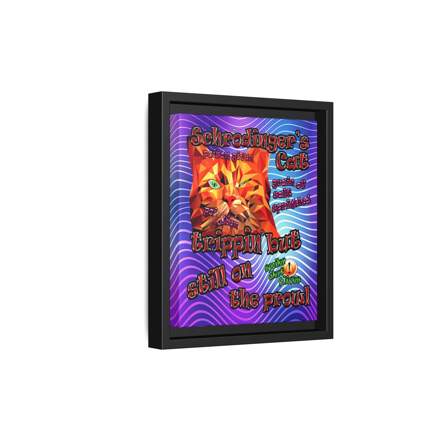 schrodinger's cat - framed canvas art (purple wave)