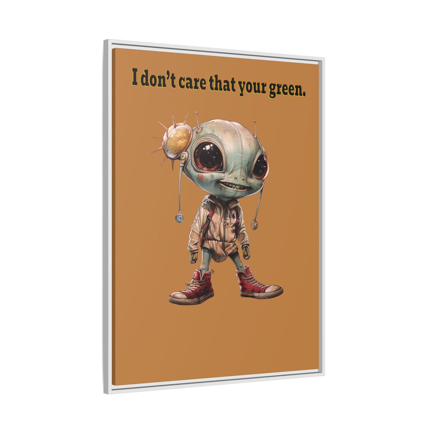 I don't care that your green - framed canvas art (light brown)