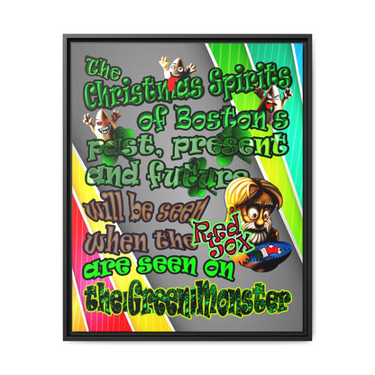 christmas spirits of boston - framed canvas art (rainbow split)