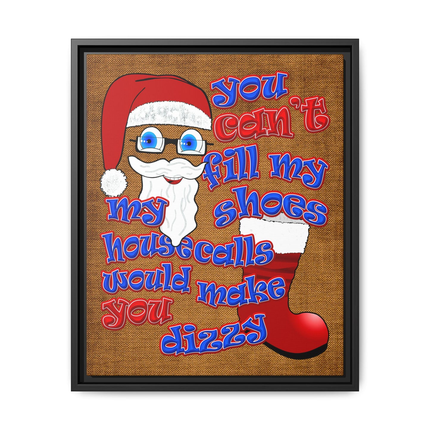 santa's shoes - framed canvas art (brown papyrus)