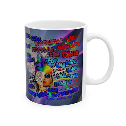 drop the beat - White Mug (grey-pink wave)