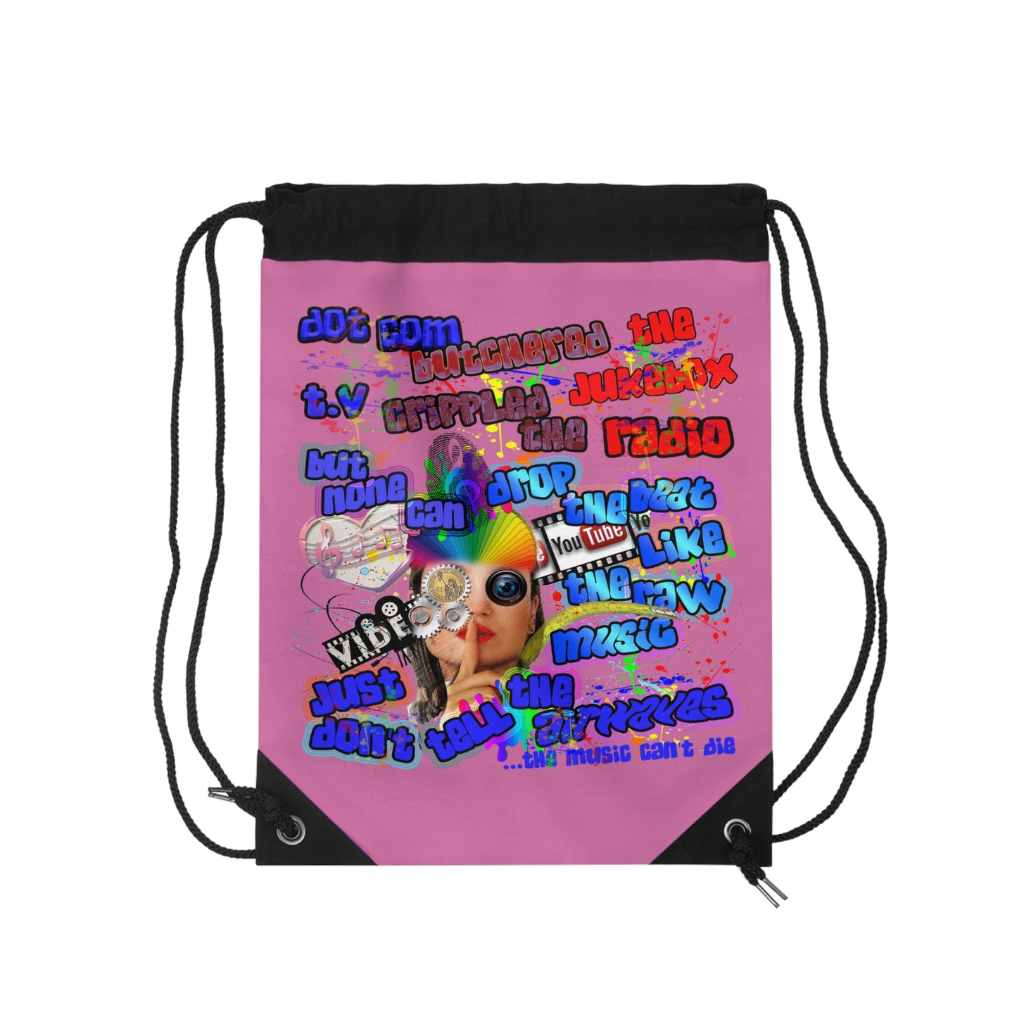 drop the beat - Drawstring Bag (light pink)