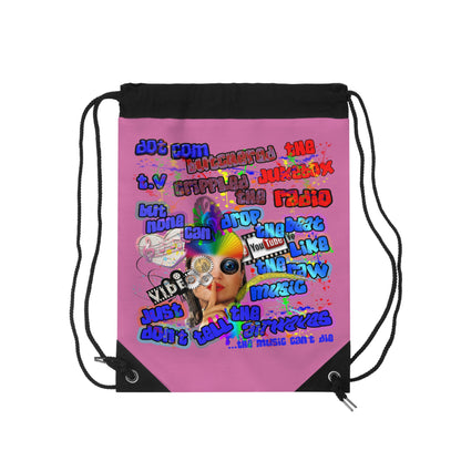 drop the beat - Drawstring Bag (light pink)