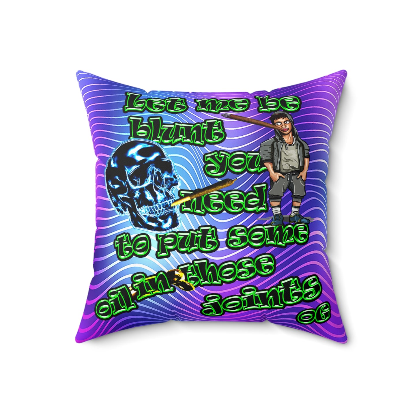 og - Spun Polyester Square Pillow - (purple wave)