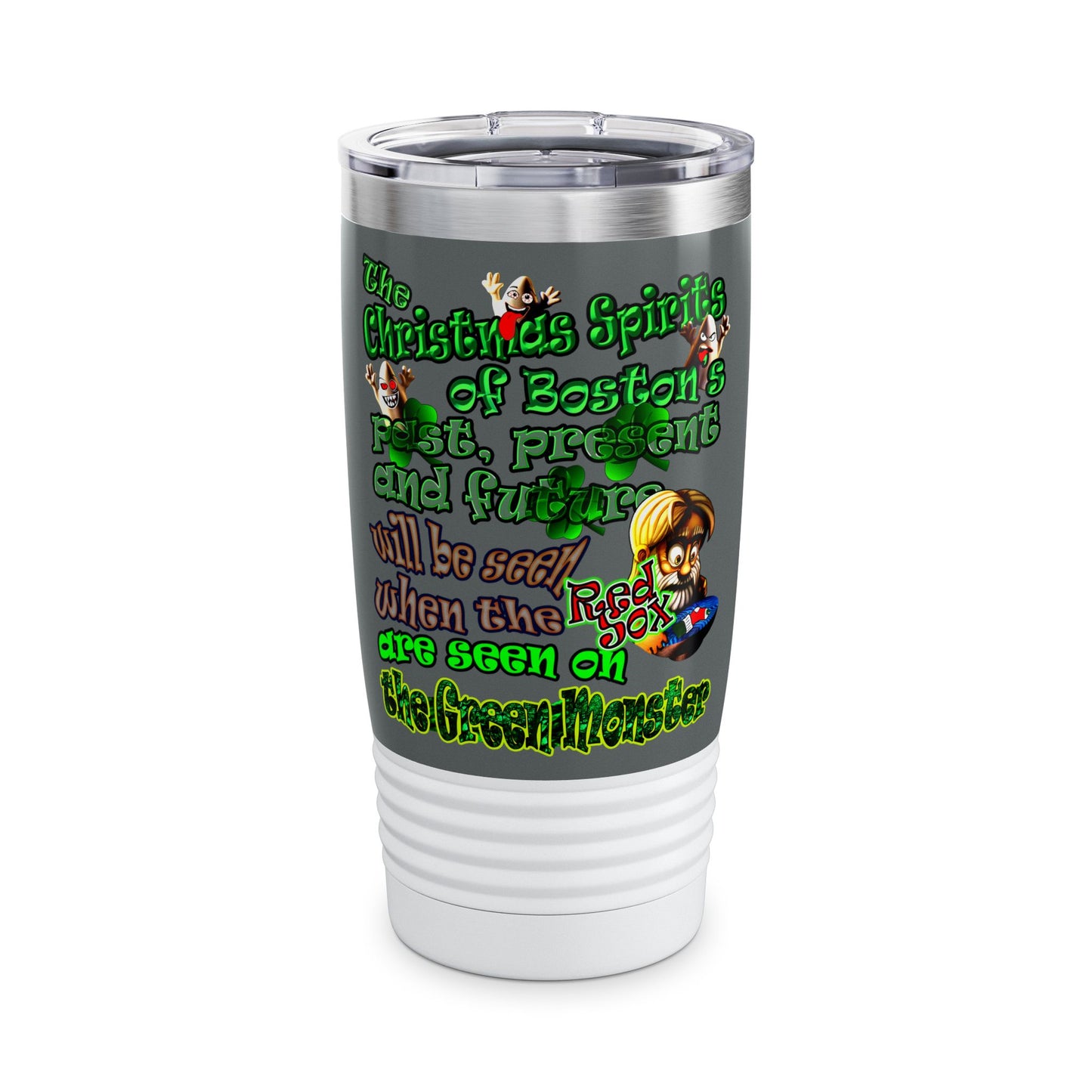 christmas spirits of boston - Ringneck Tumbler, 20oz (dark grey)