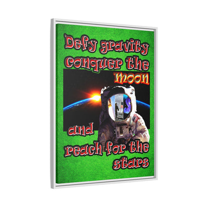 defy conquer reach - framed canvas art (green turf)