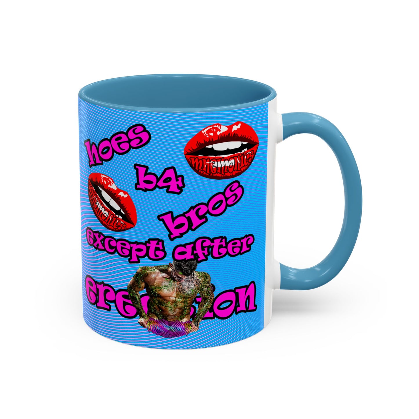 hoes b4 bros - Accent Mug (light blue-purple wave)
