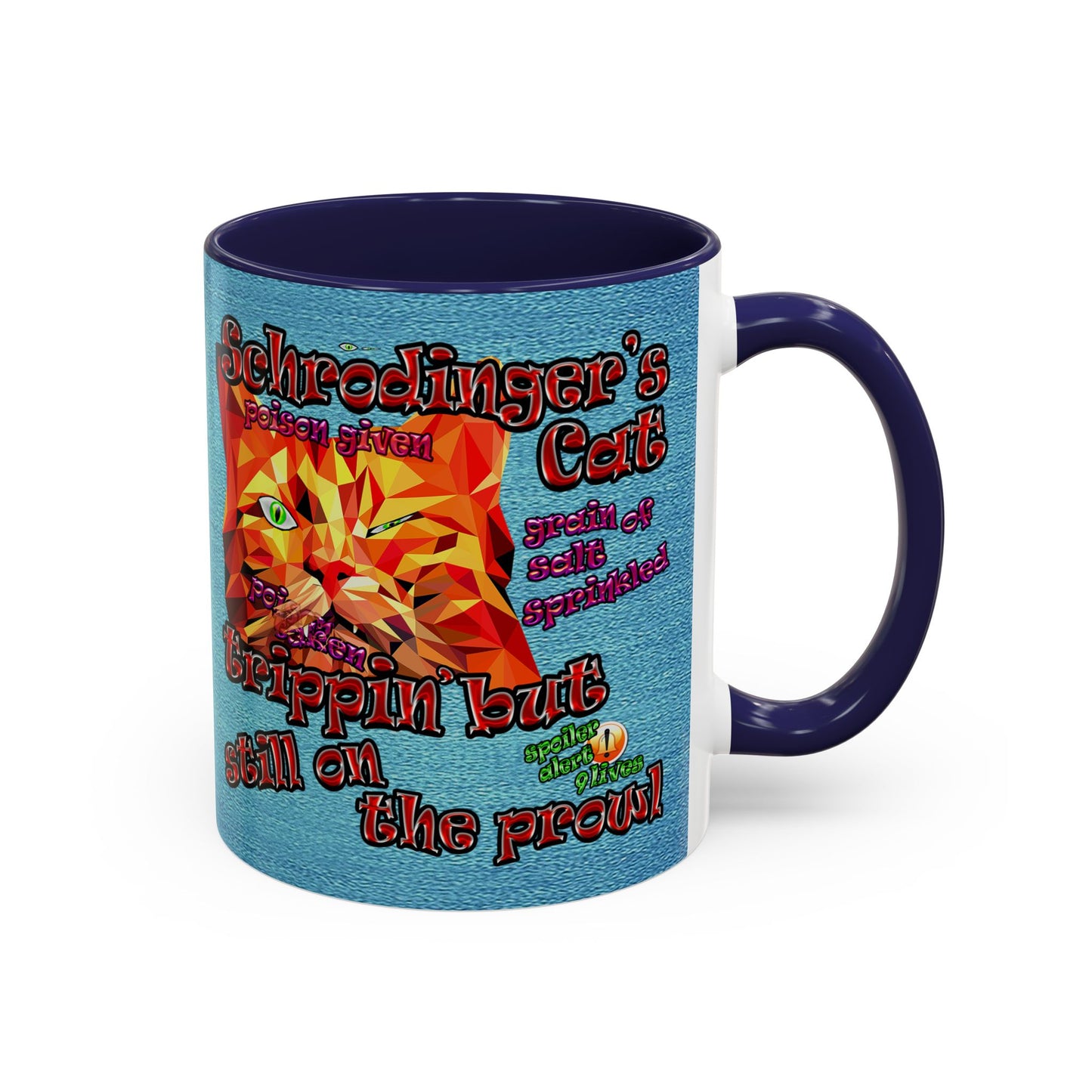 schrodinger's cat - Accent Mug (faded blue)