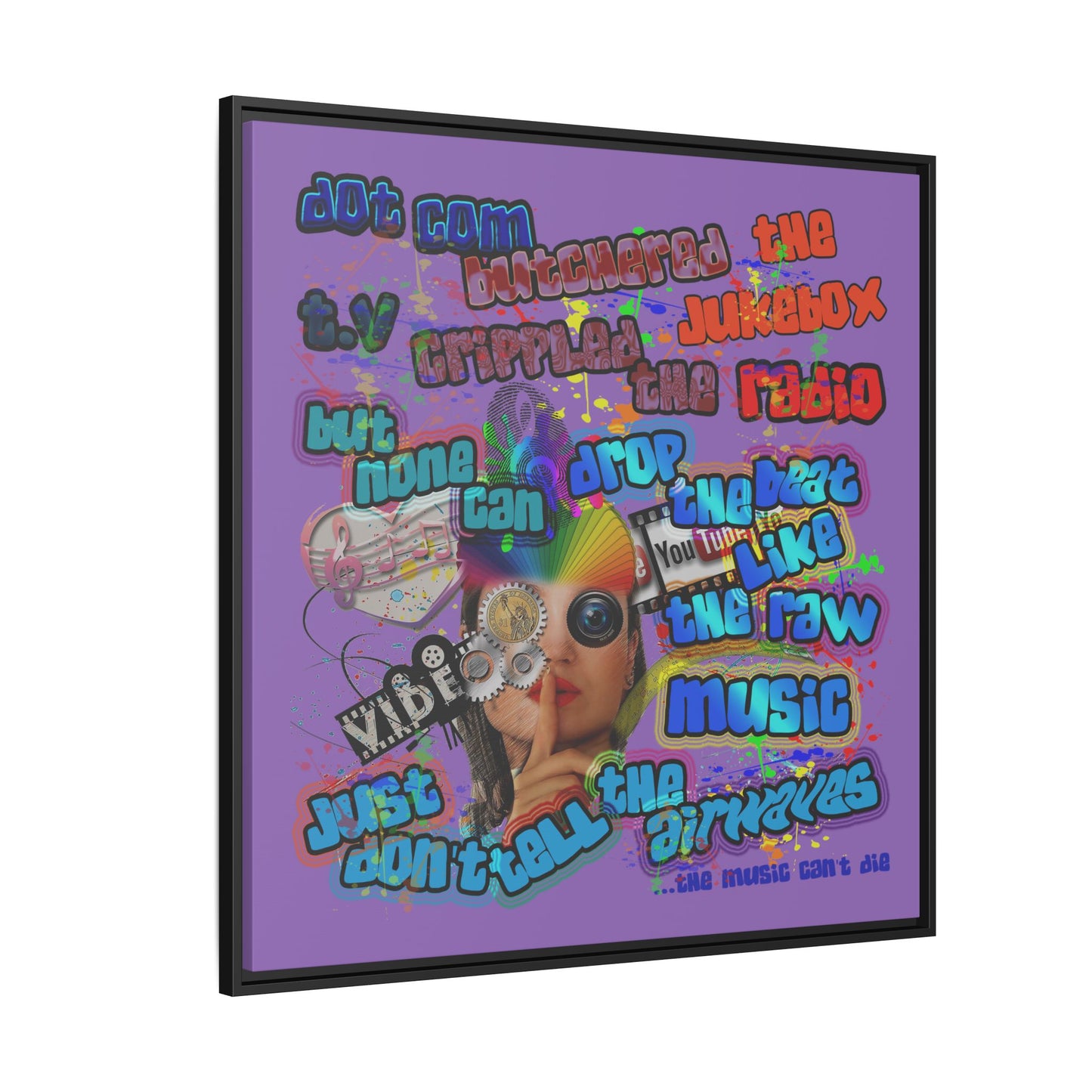 drop the beat - framed canvas art (light purple)
