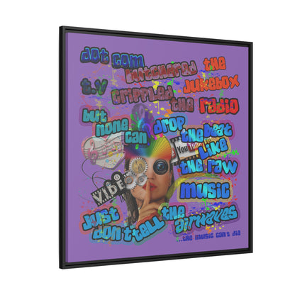 drop the beat - framed canvas art (light purple)