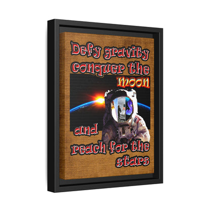 defy conquer reach - framed canvas art (brown papyrus)