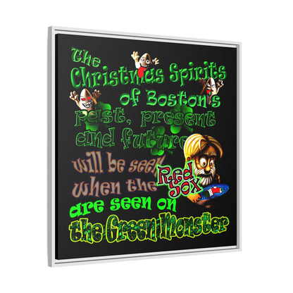 christmas spirits of boston - framed canvas art (black)