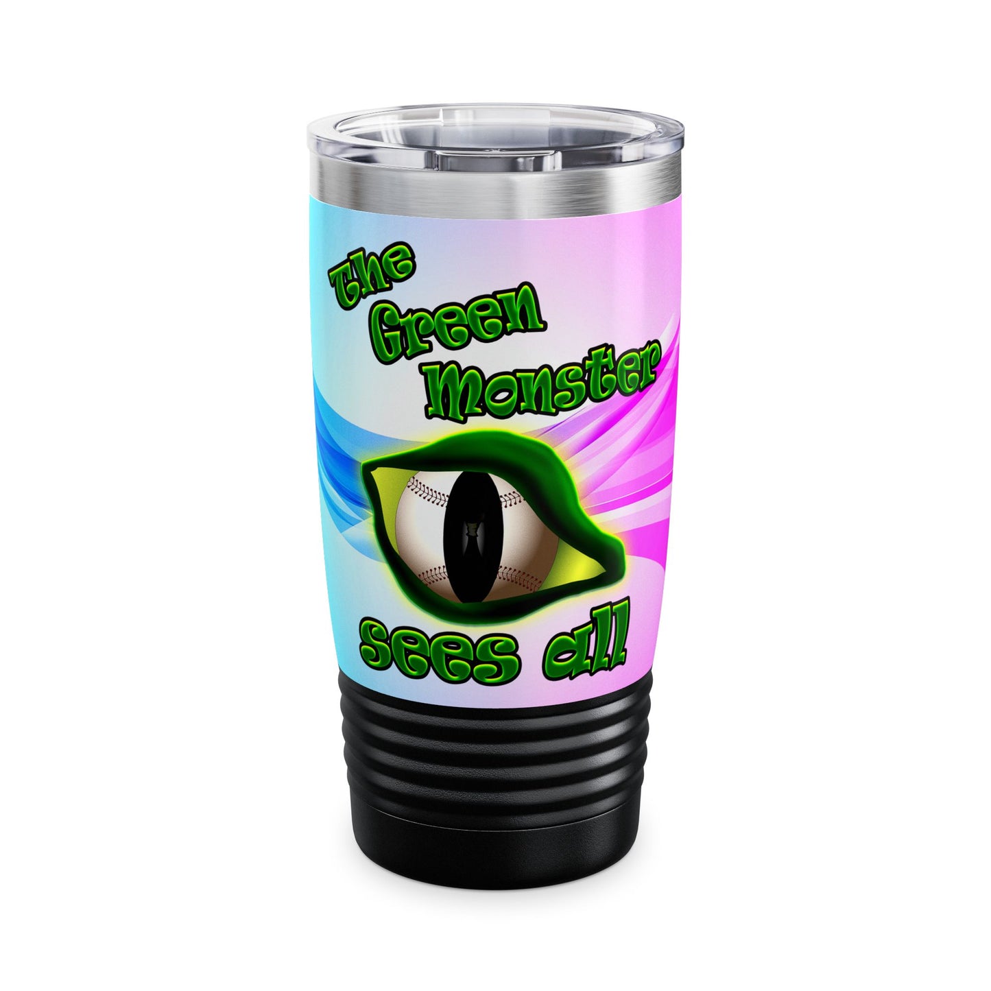 green monster - Ringneck Tumbler, 20oz (light blue-pink wave)