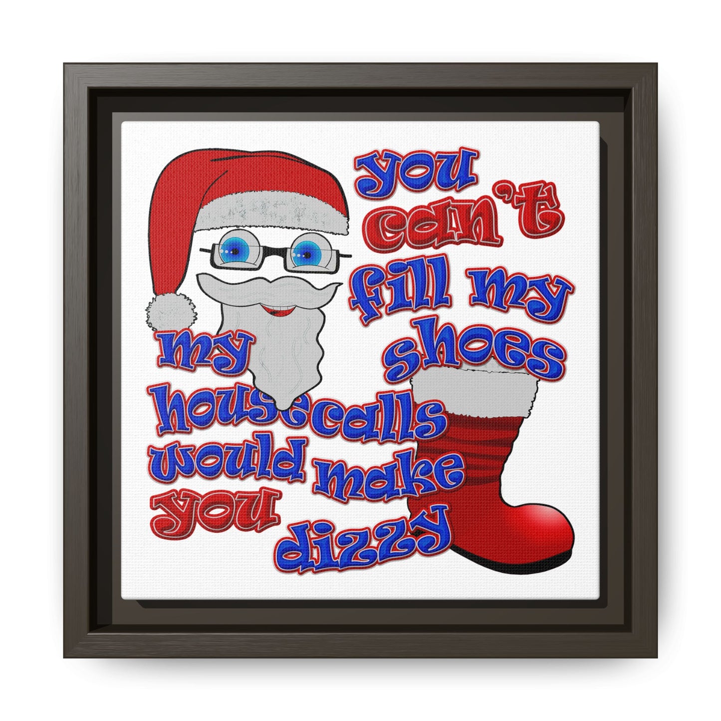 santa's shoes - framed canvas art (white)
