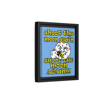 shoot the moon again - framed canvas art (light blue)