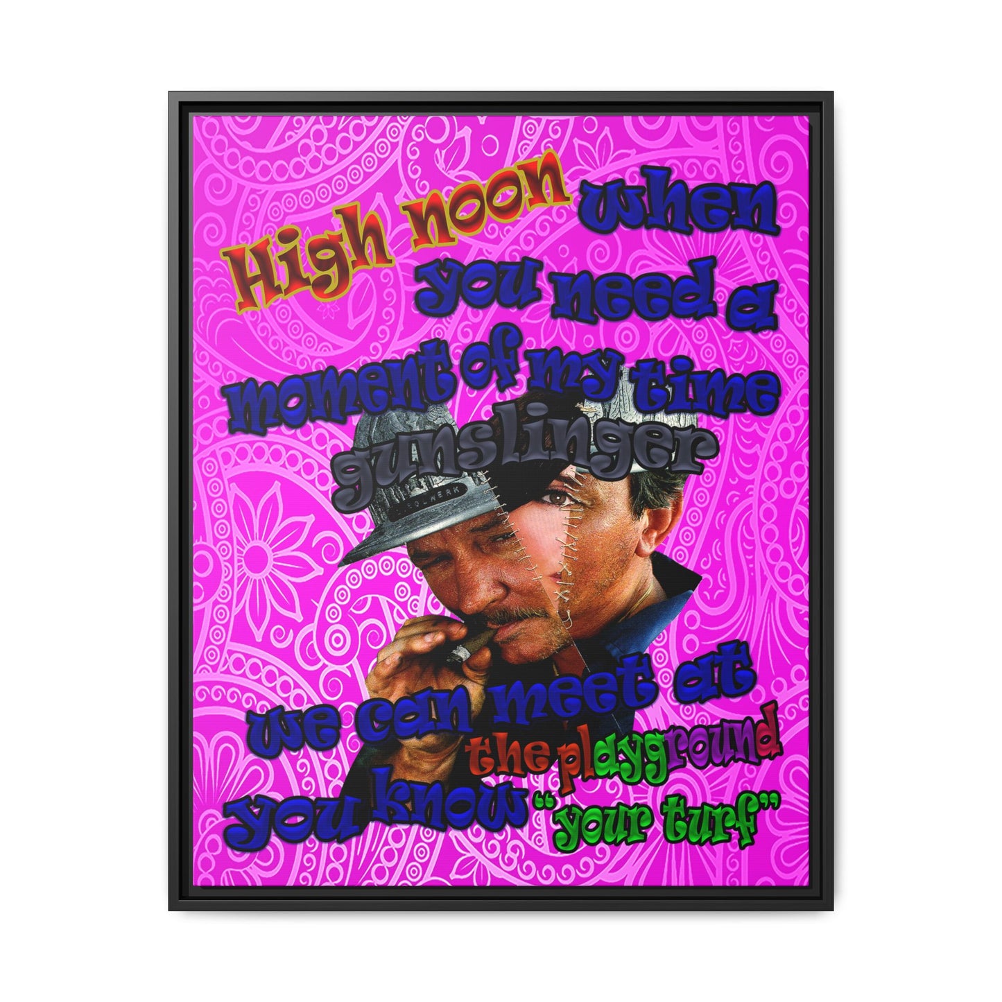 high noon - framed canvas art (pink swirl)