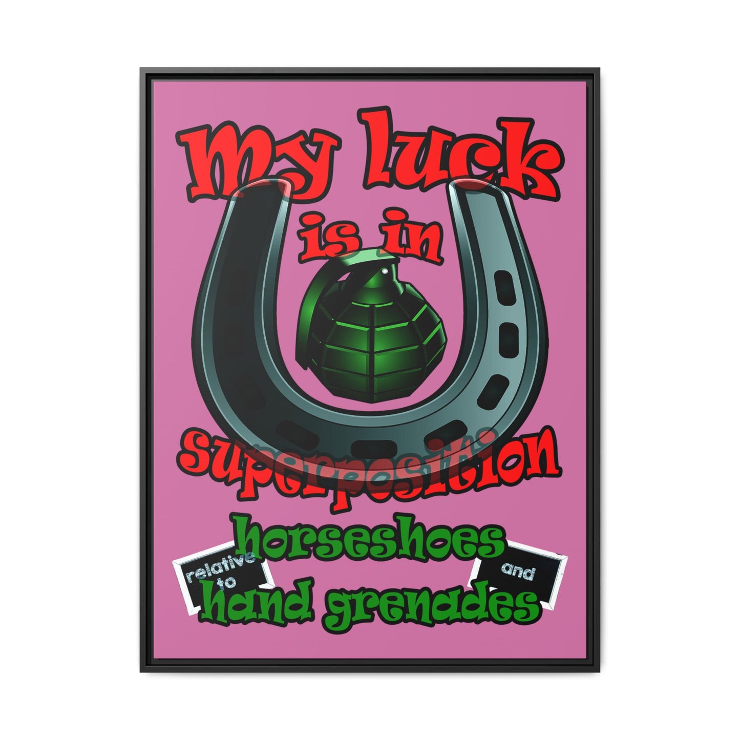 my luck - framed canvas art (light pink)