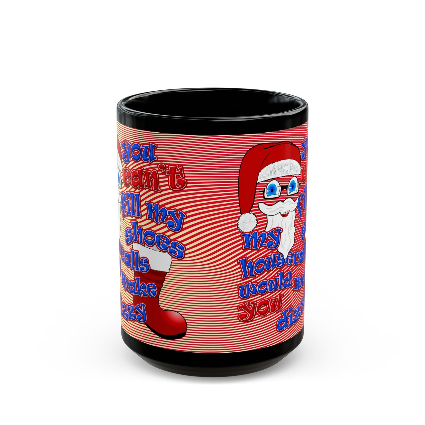 santa's shoes - Black Mug (yellow-orange wave)
