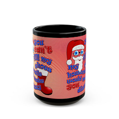 santa's shoes - Black Mug (yellow-orange wave)