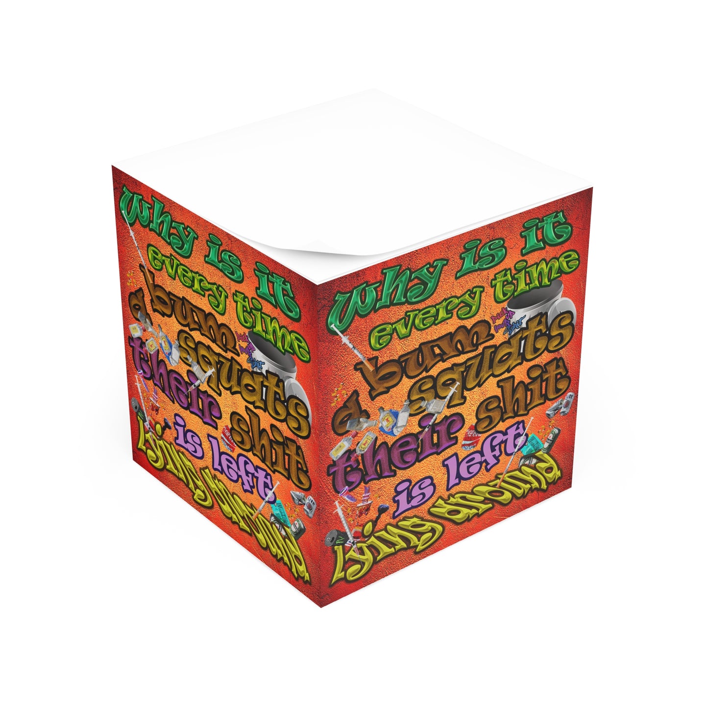 the bum's shit - note cube (burnt orange)
