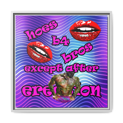 hoes b4 bros - framed canvas art (purple wave)