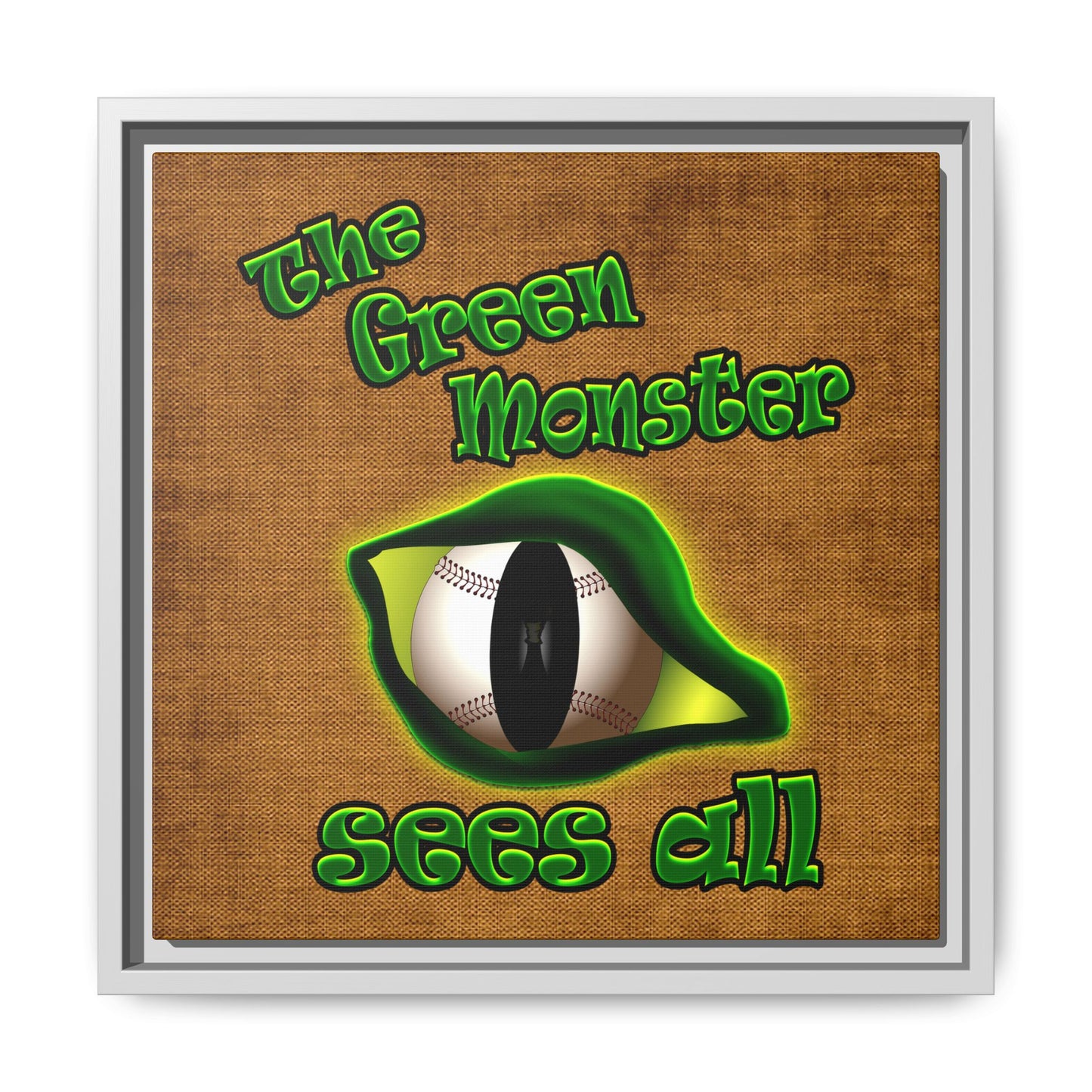green monster - framed canvas art (brown papyrus)