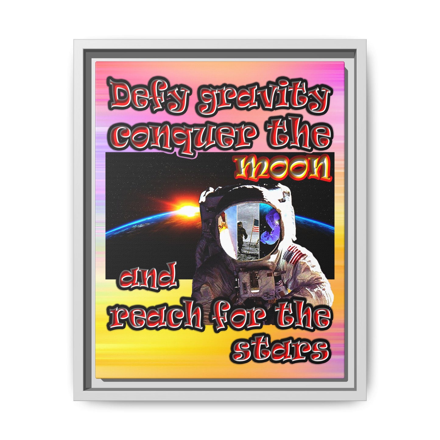 defy conquer reach - framed canvas art (color blur)