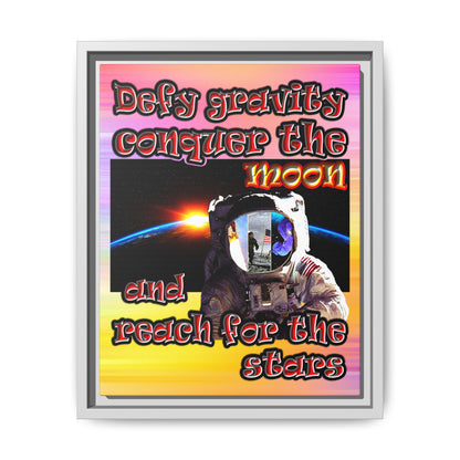 defy conquer reach - framed canvas art (color blur)