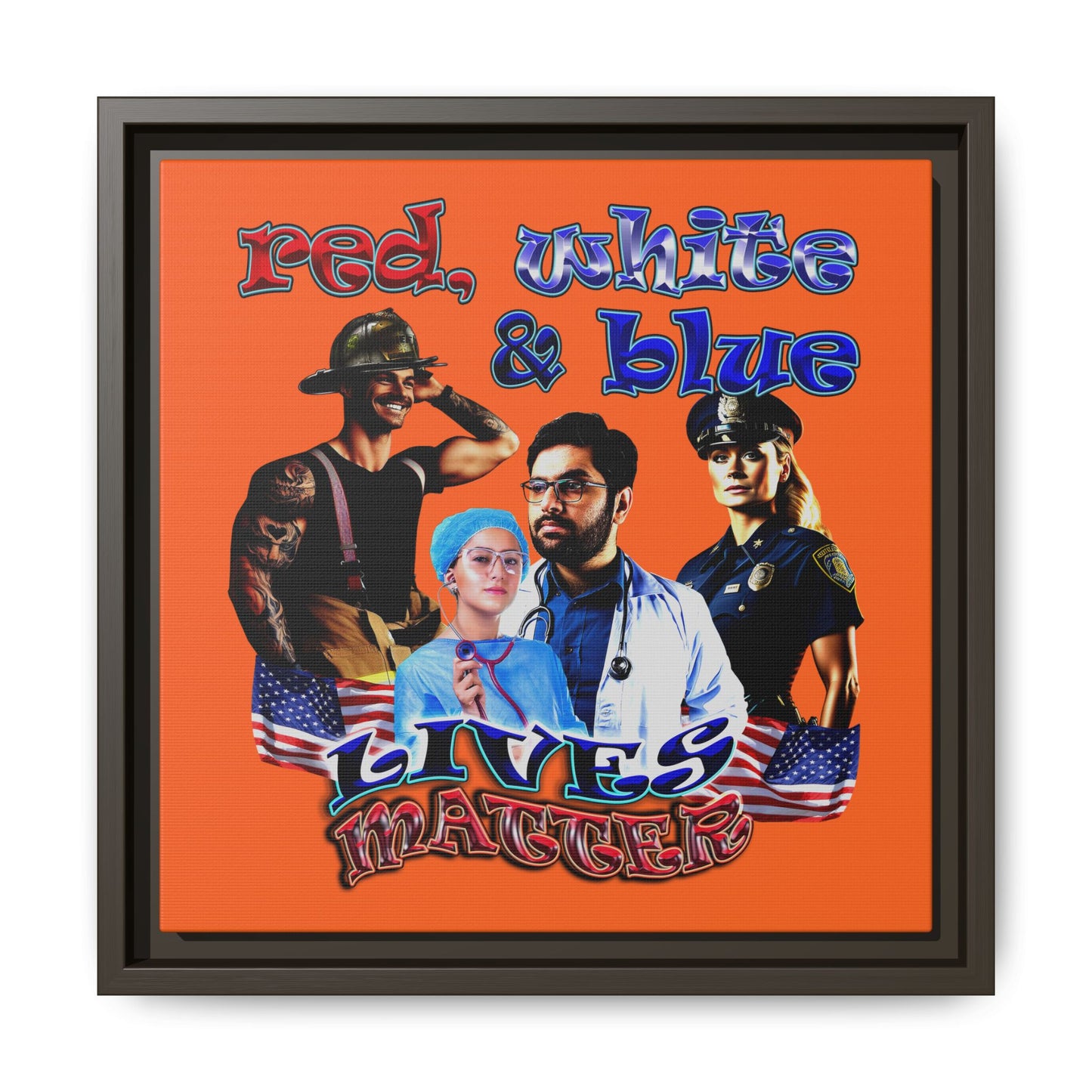 rw&b lives matter - framed canvas art (orange)
