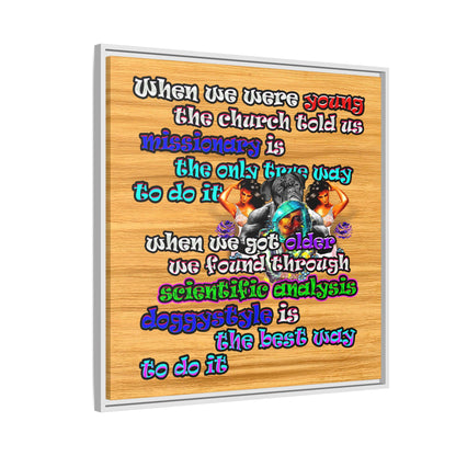 doggystyle - framed canvas art (butterscotch wood finish)