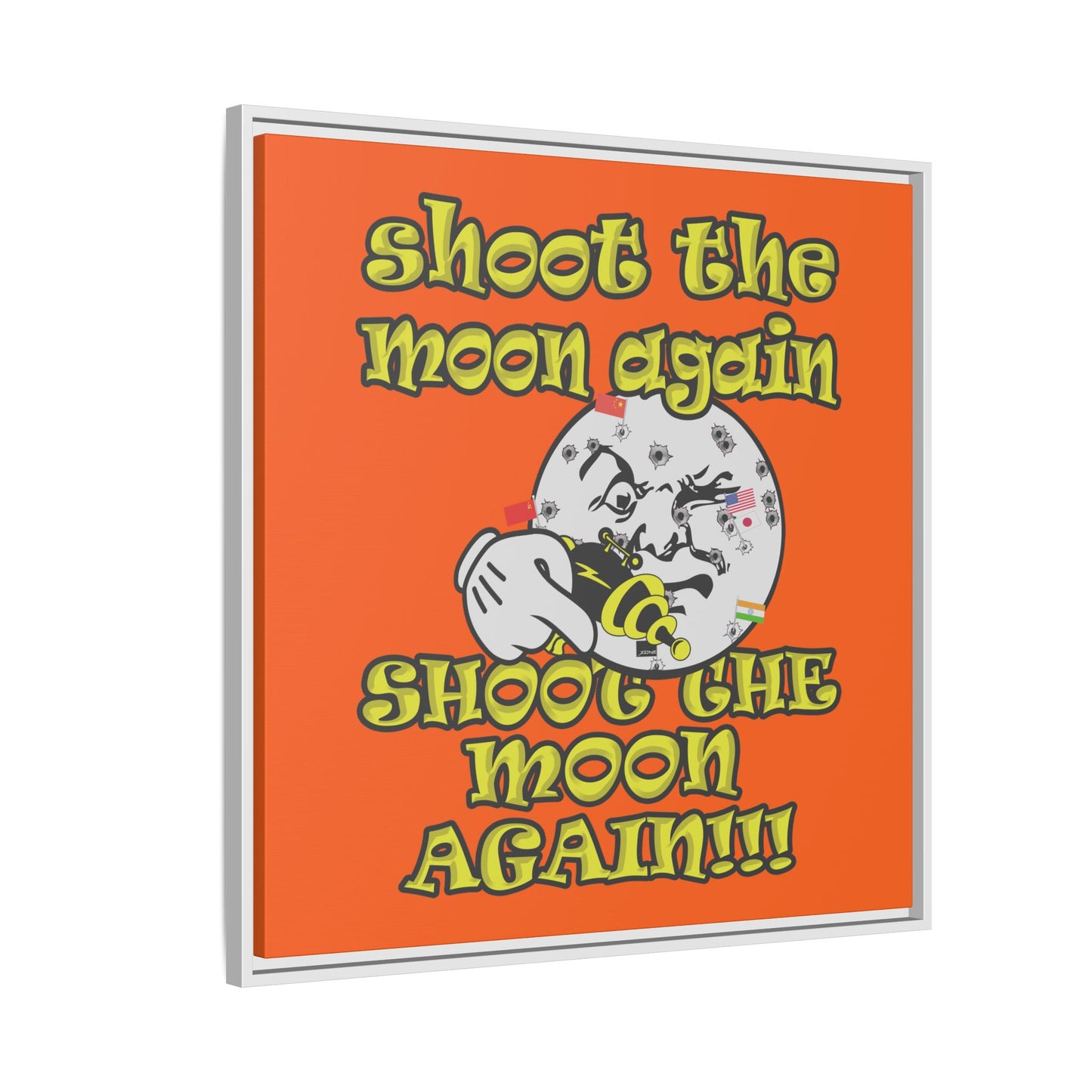 shoot the moon again - framed canvas art (orange)