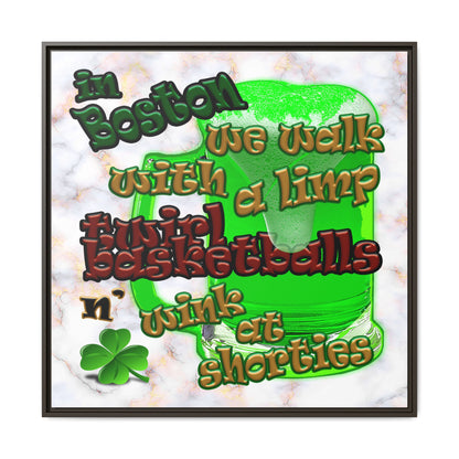 celtics logo - framed canvas art (white marble)