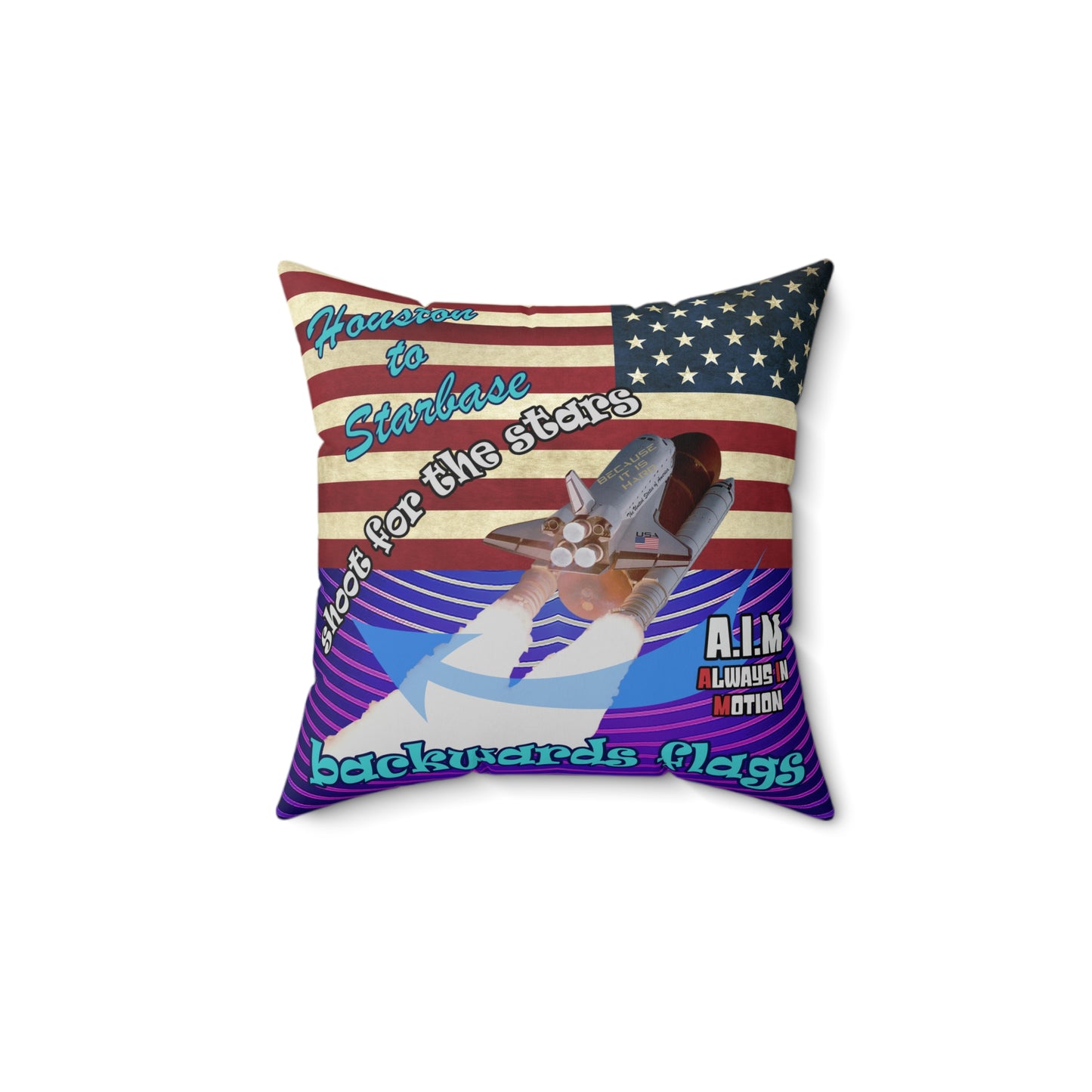 shoot for the stars - Spun Polyester Square Pillow - (purple wave)