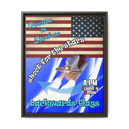 shoot for the stars - framed canvas art (blue-white wave)