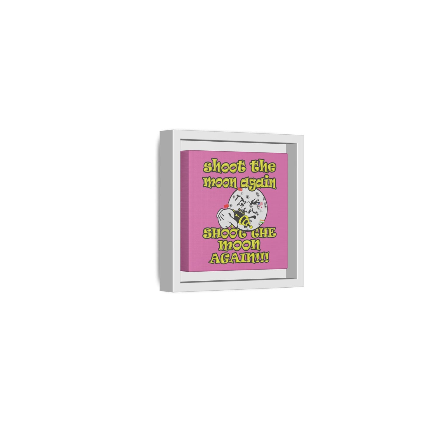 shoot the moon again - framed canvas art (light pink)