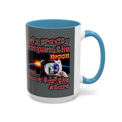 defy conquer reach - Accent Mug (dark grey)