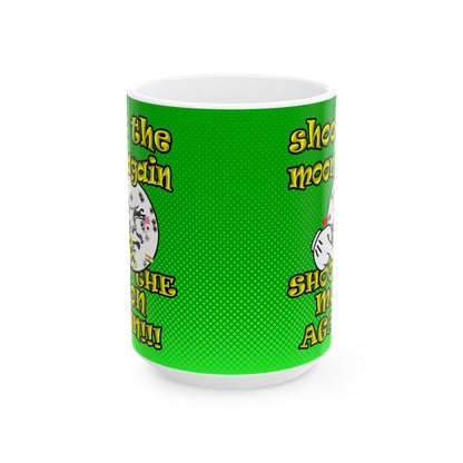 shoot the moon again - White Mug (logo green)