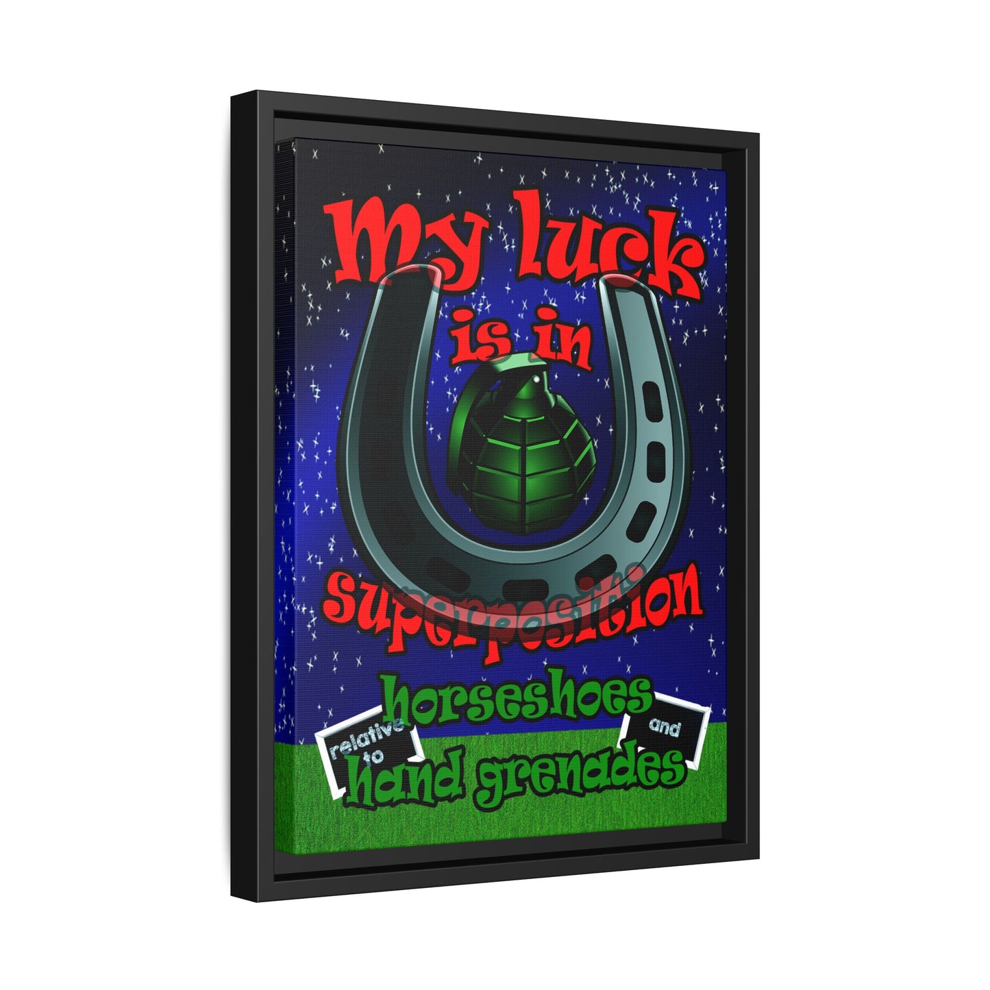 my luck - framed canvas art ('snoops' background)