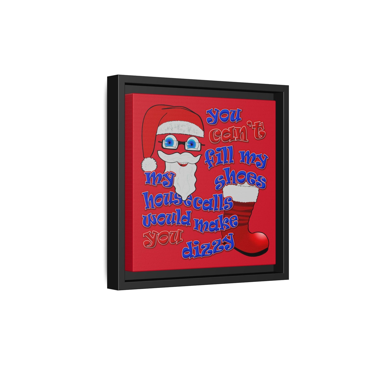 santa's shoes - framed canvas art (dark red)