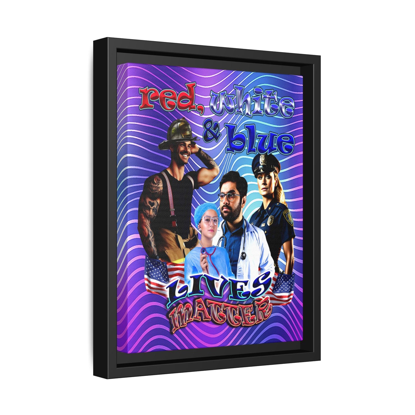 rw&b lives matter - framed canvas art (purple wave)